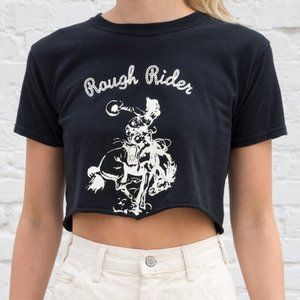 Brandy Melville / John Galt Ashley "Rough Rider" Black Cowboy Graphic Crop Top